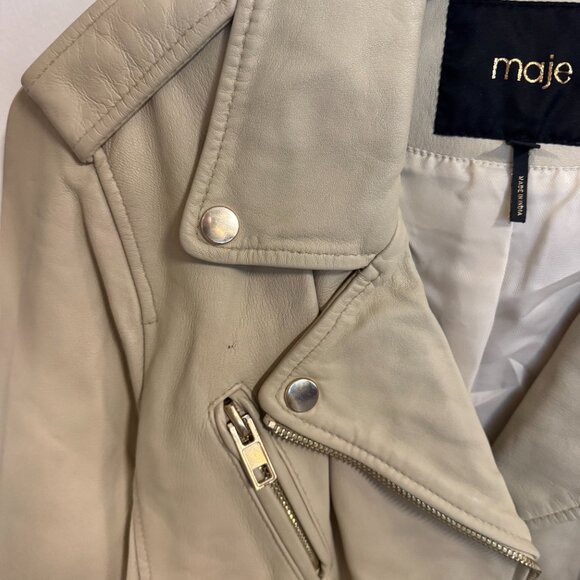 Maje Bexol Fringe Sleeve Leather Jacket (US size: Large) - Picture 4 of 4